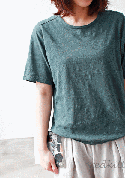 Simple Line Incision Short Sleeve Tee-7Color