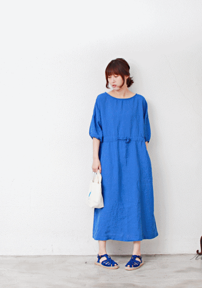 Linen String Puff Dress - 3Color