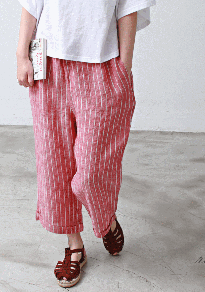 Striped Linen Pants - 3Color