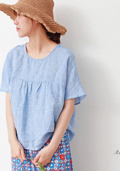 Cut linen blouse - 3Color