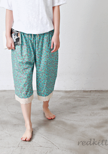 floral patchwork pants