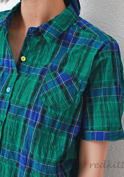 Crinkle Cotton Shirt-Green
