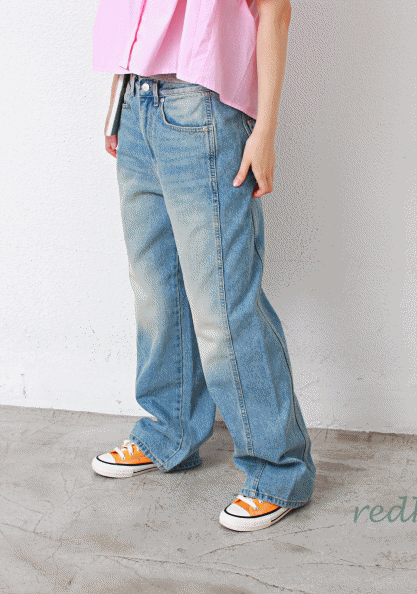 Sale-Wide Fit Incision Long Jeans 47800-->29800