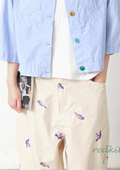 Bird embroidery pants-2Color