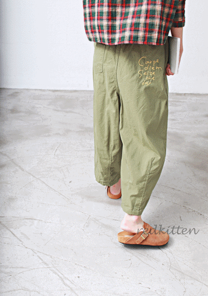 Daily Embroidery Baggy Pants-3Color