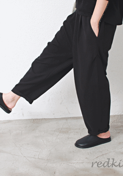 Side line pleated pants-2Color