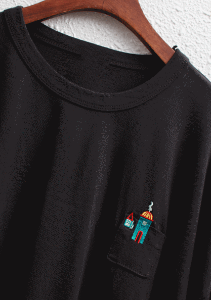 Pocket Embroidery Tee-2Color