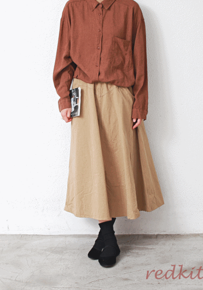 A-Line Washing Cotton Skirt-3Color
