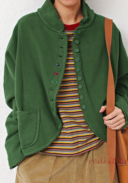 Small button tulle fleece jacket-3 Colors