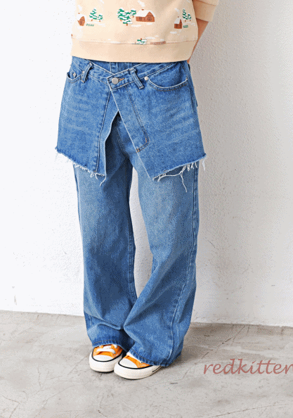 layered jeans