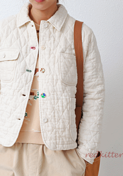 Herringbone padded jacket-3 Colors