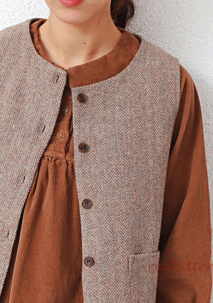 Herringbone Wool Vest-3 Colors