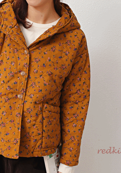 Cute hooded flower padded jacket-2 Colors