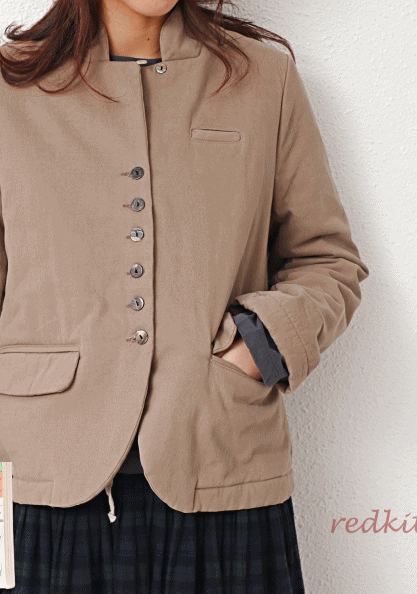 Small button padded jacket-2 colors