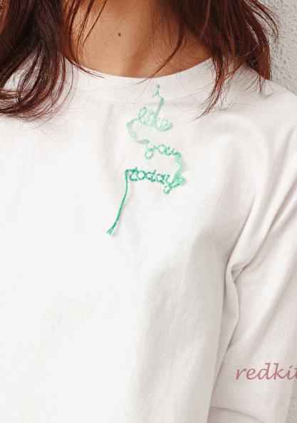 Brushed cotton embroidery lettering tee-2 colors