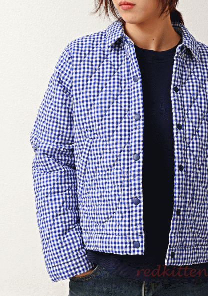 Check Quilted Snap Shirt-Blue