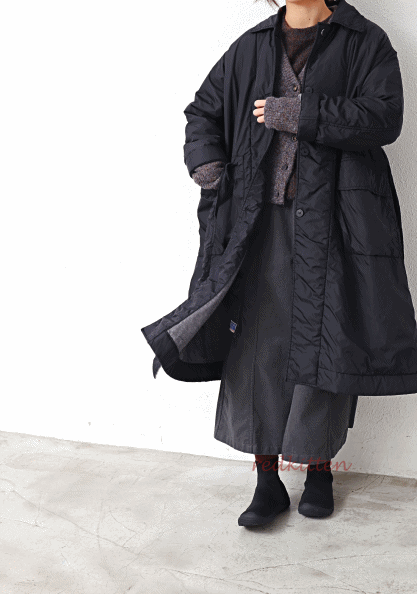 Padded pocket long coat