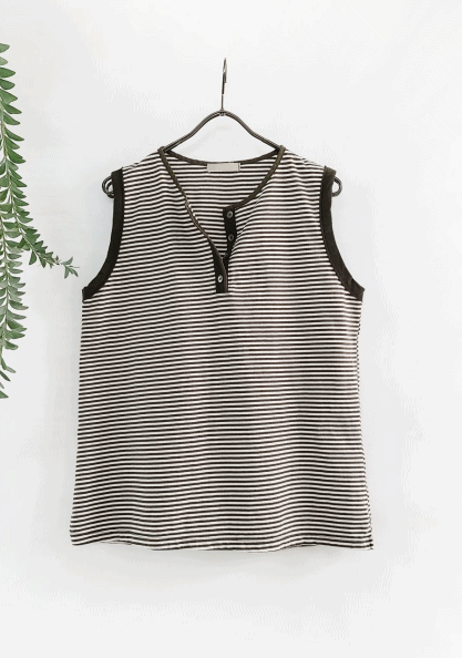 Washing cotton striped tank top - 3 Colors