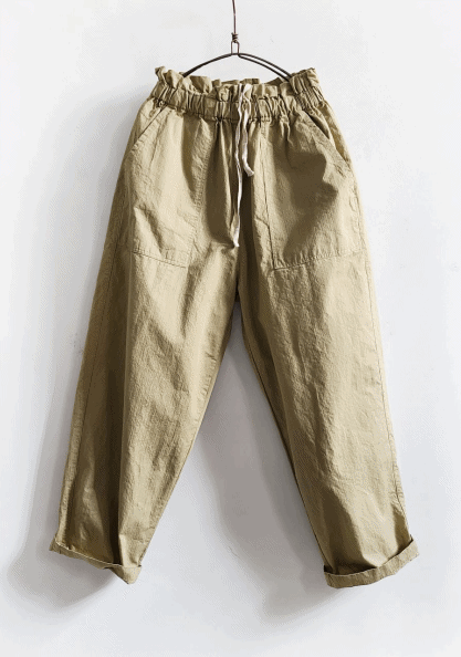 Front Pocket Washing Cotton Pants-3 Colors