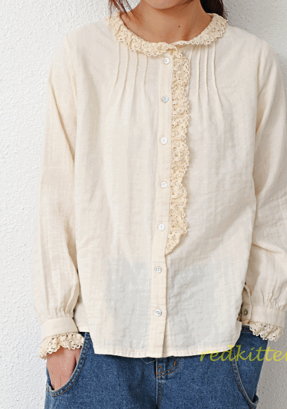 Lace cotton blouse-2 Colors