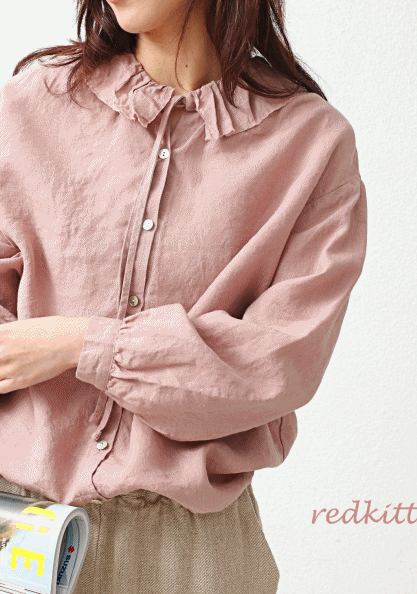 Frill string linen blouse-3 Colors