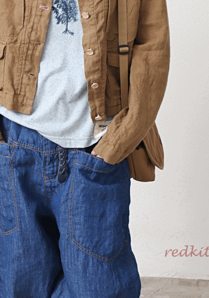 Front pocket linen baggy pants - 2 colors - They're soft because they're linen denim.