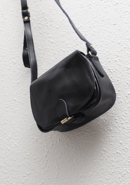 Navy mini leather bag - cowhide leather 