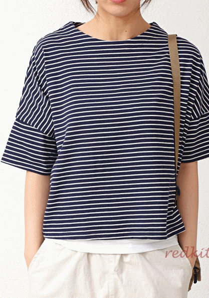 Striped folded tee-3 colors