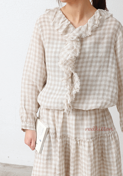 Frill Check Blouse-3 Colors