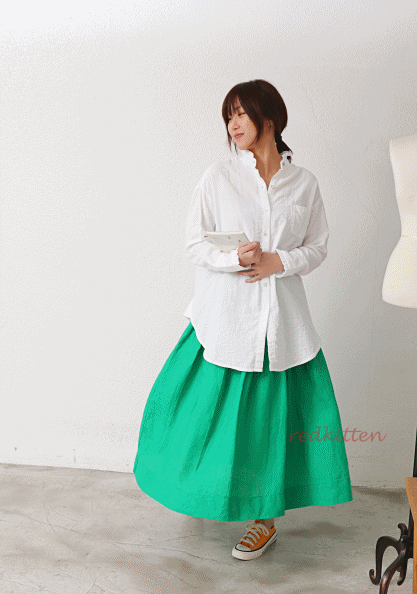 Linen pin tuck fine wrinkle skirt-3 Colors