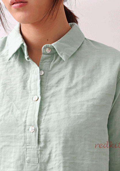 Half open cotton blouse-4 Colors