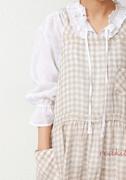 Checked linen dress-2 Colors