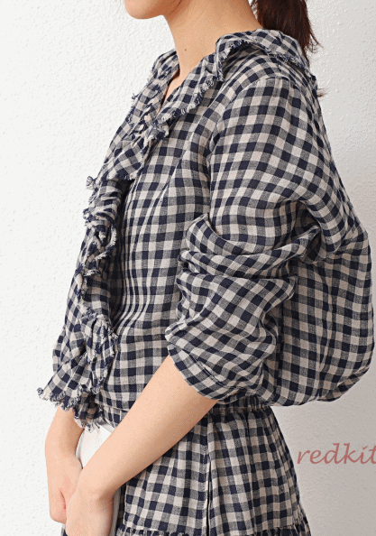 Frill Check Blouse-3 Colors