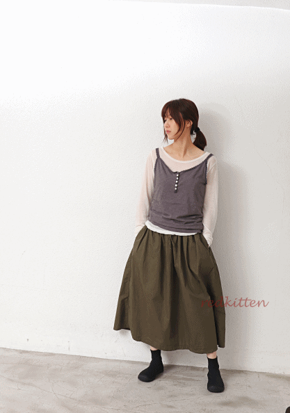 Light shirring skirt-3 colors-opaque
