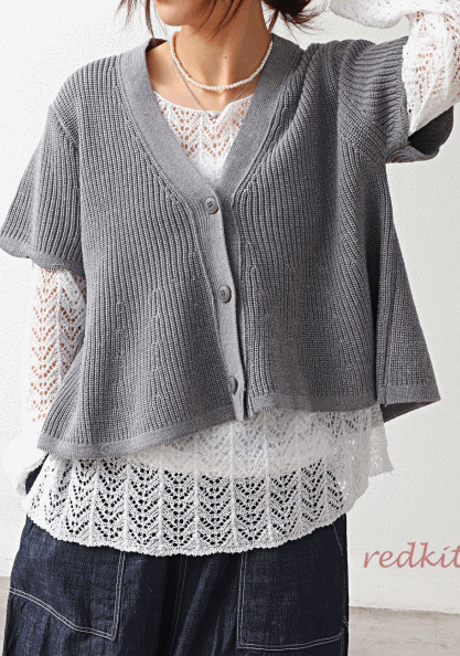 Flare cotton knit cardigan-3 Colors