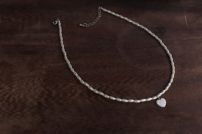 mother-of-pearl heart necklace