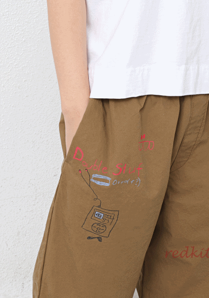 Kitschy picture baggy pants-3 colors