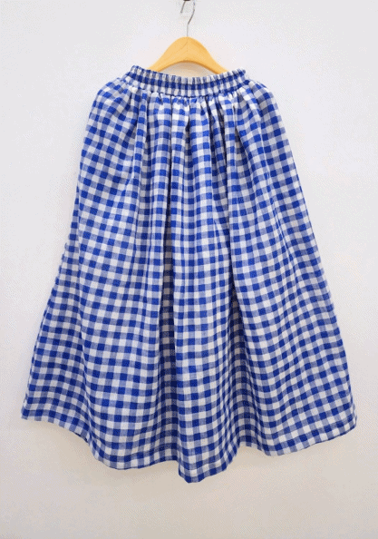 Checked linen skirt-3 Colors