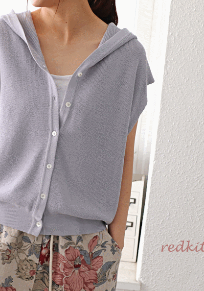 Hooded knit button cardigan-3 Colors