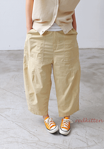 Cotton Span Square Pocket Slacks-3 Colors