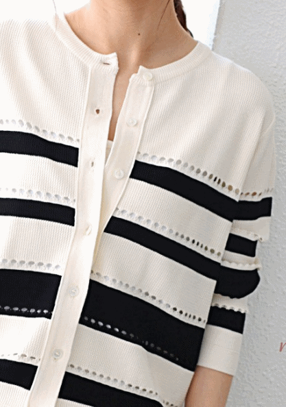 Striped scarf cardigan-2 Colors-Soft